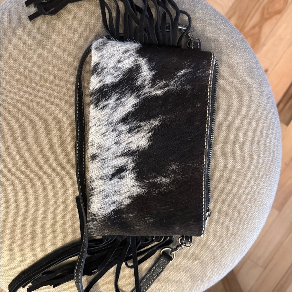 Black and White Fringe Clutch